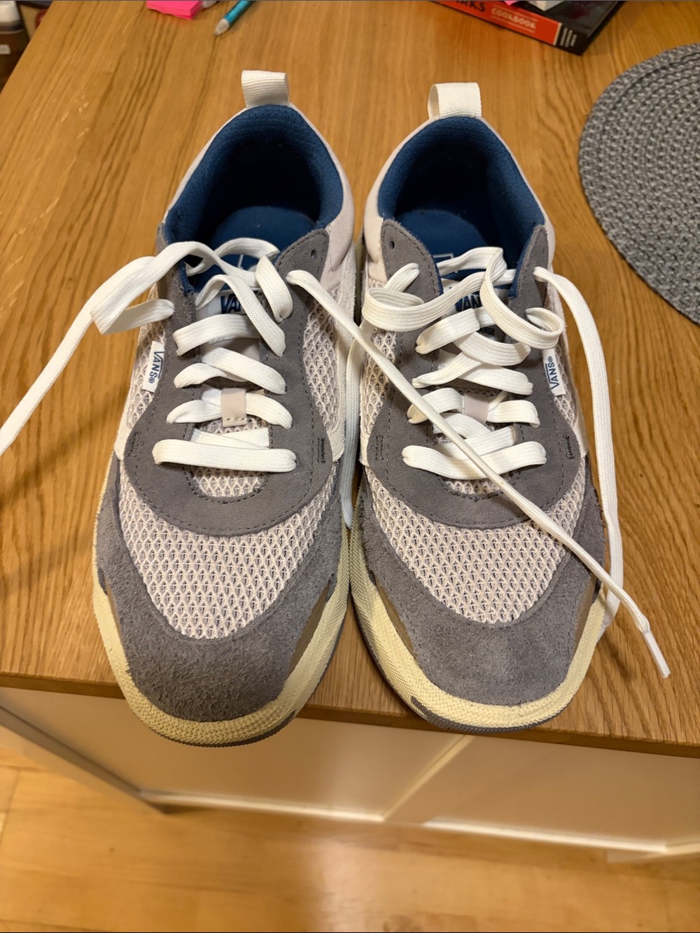 Vans Men’s Gray, White & Navy Mesh Suede Sneakers
